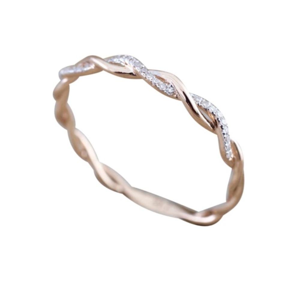 NEW!💙💎ROSE💗GOLD TONE! TWISTED RING💎💙CRYSTAL 7 - Picture 2 of 7